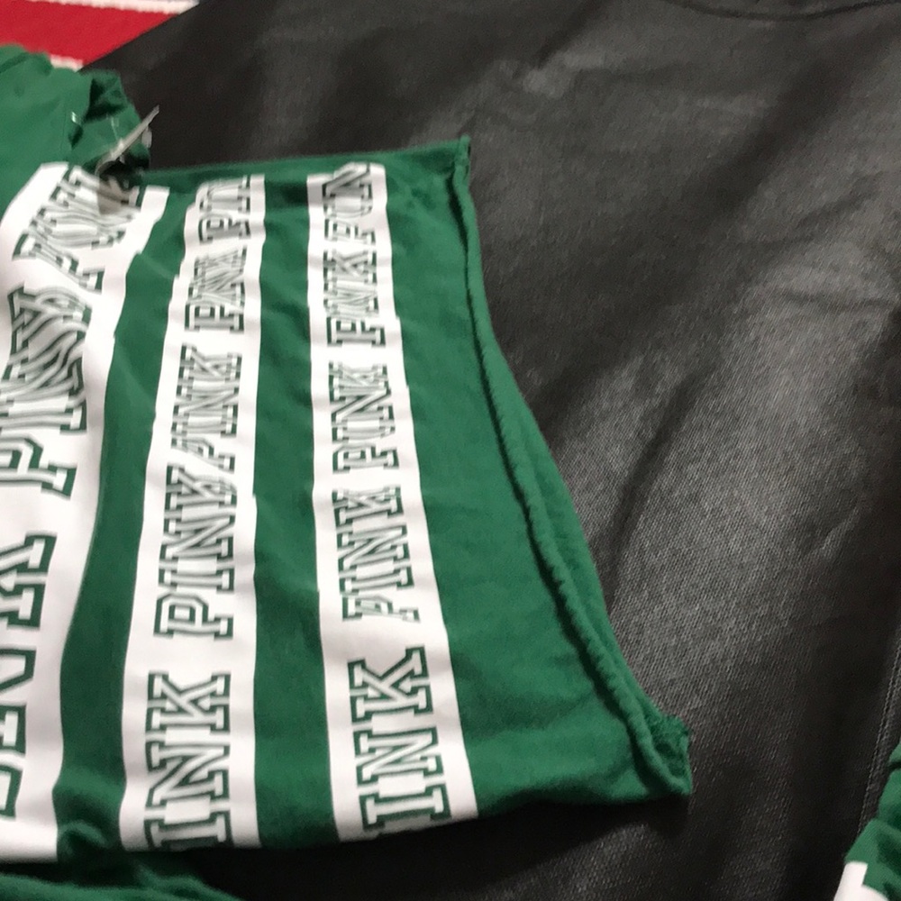 PINK Forest Green Varsity Long Sleeve Crop - Picture 5 of 5